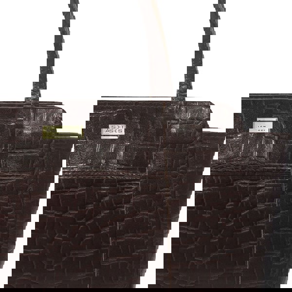 Assots London 'JUDITH' Brown Croc Real Leather Shoulder Bag