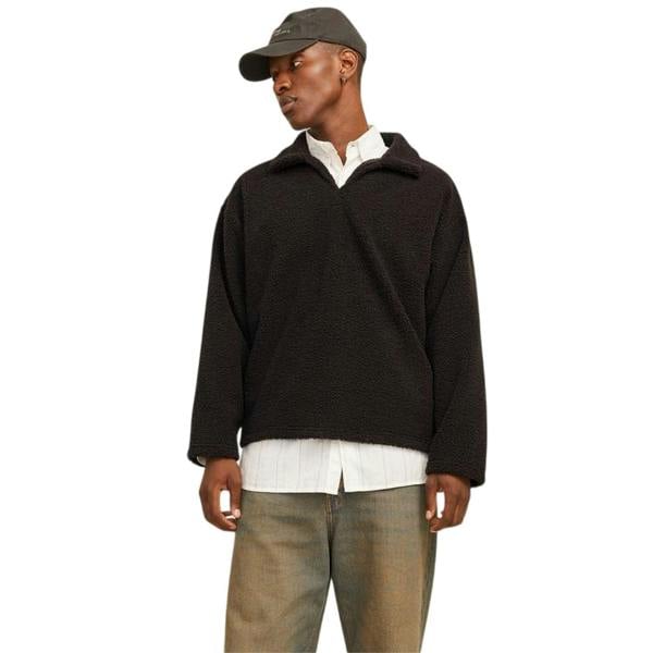 Jack And Jones Mens Teddy Fleece Long-Sleeved Sweatshirt - Chocolate - 