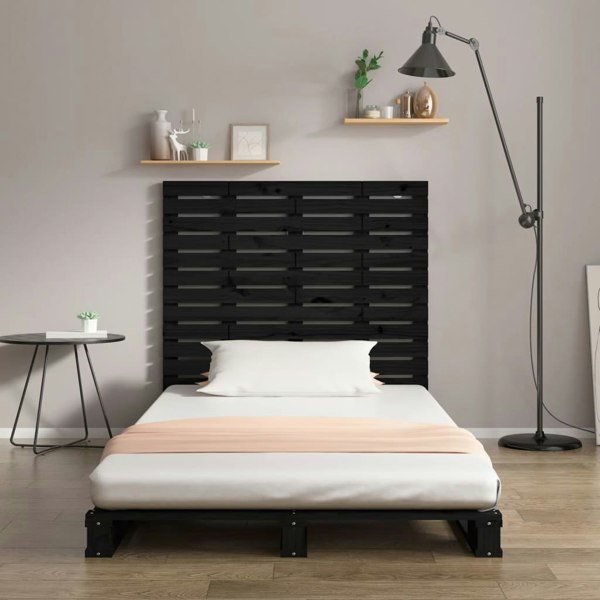 Berkfield Wall Headboard Black 141x3x91.5 cm Solid Wood Pine
