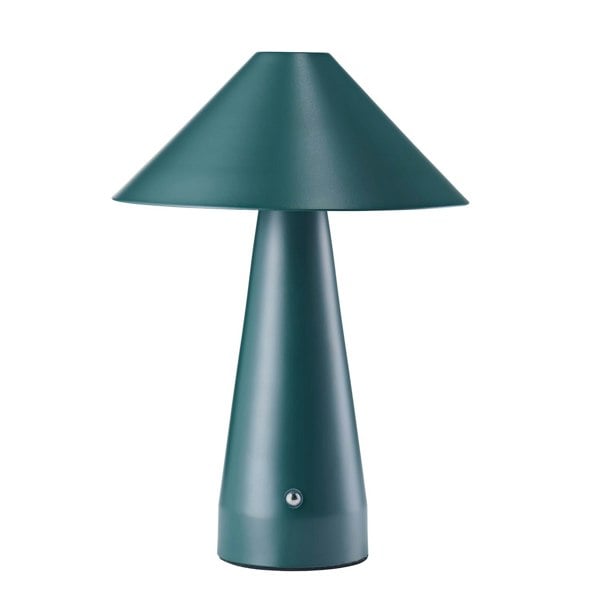 Matte Forest Green Rechargeable Touch Dimmable Table Lamp with Wide Metal Shade Image 1