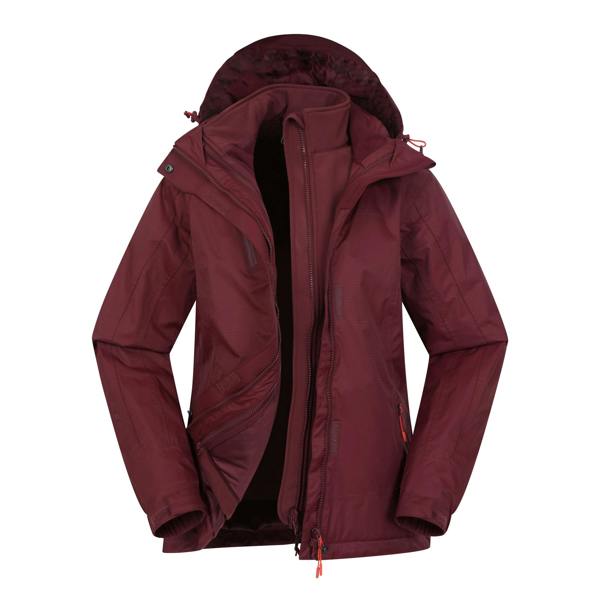 Mountain Warehouse Womens/Ladies Bracken Extreme 3 in 1 Waterproof Jacket - Burgundy - 