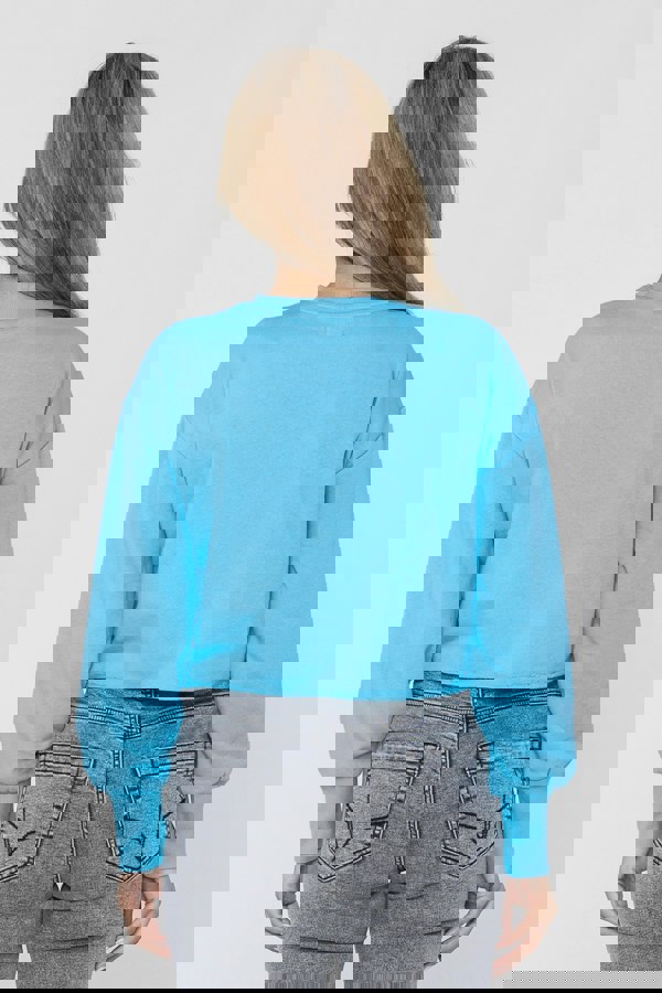 ENORSIA Raw Edge Chest Print Sweatshirt