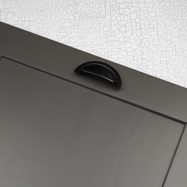 Handle & Home Matt Black Coordinating Tapered Handle, Cup Handle, and Coordinating Knob