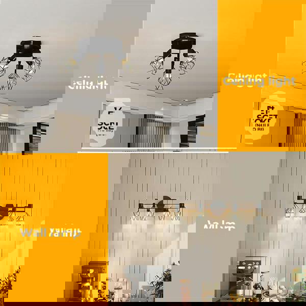 EMITTO 3-4 Way Spotlight Ceiling Light Adjustable Kitchen Spot Light E14 Fixture