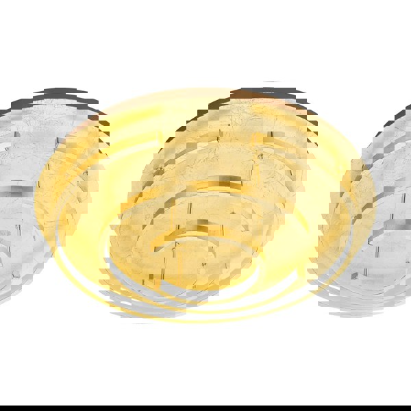 Flush Ceiling Light Colour Gold Coloured Shade White Plastic Bulb LED 24W Loops