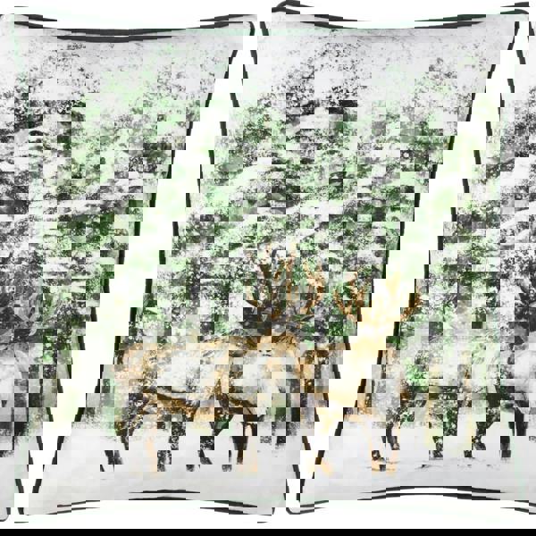 Furn Classic Piped Velvet Reindeer Cushion Cover - Green