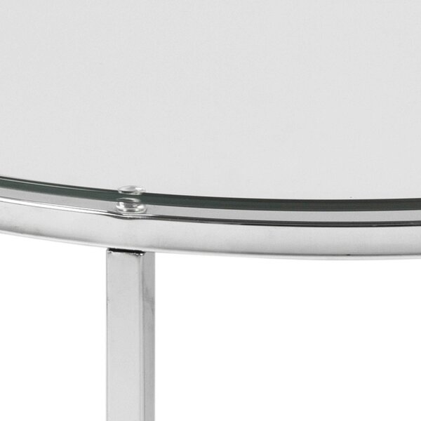 Wyld Haus Oakfern Round Silver Metal Side Table Glass Top