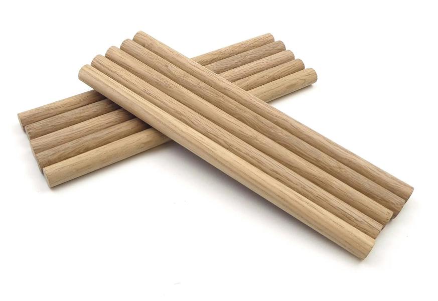 Premium Quality European Oak Dowel 200mm Long (12mm - Pack of 10)