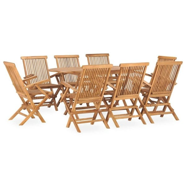 Berkfield 9 Piece Folding Outdoor Dining Set Solid Teak Wood