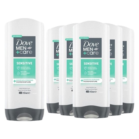 Dove Men+Care Sandalwood + Vanilla 3-in-1 Hair, Face and Body Wash 6x400ml
