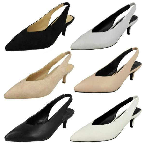 Spot On Ladies Spot On Kitten Heel Slingback Shoes F90049