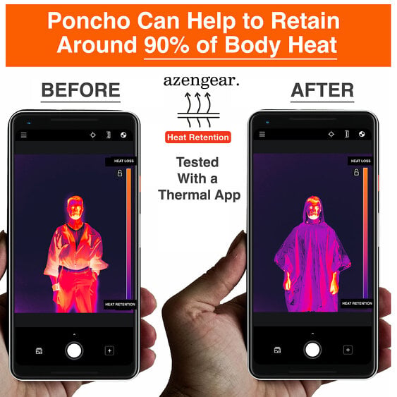 aZengear Reversible Emergency Survival Foil Poncho (4pc)