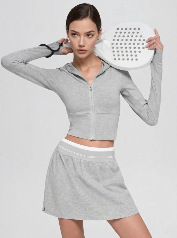 Anniou Fitted Zip Hoodie - Grey