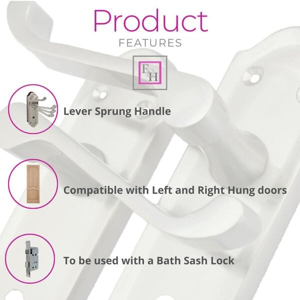 EDH Door Hardware Satin Nickel Door Handles - Askworth Internal Door Handles with Bathroom Sash