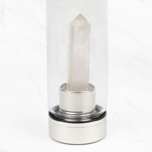 Myga Clear Quartz Crystal Glass Water Bottle