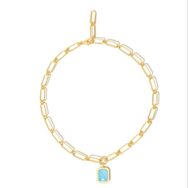 Lila Rasa Paperclip Chain Rectangular Bahamain Blue Crystal