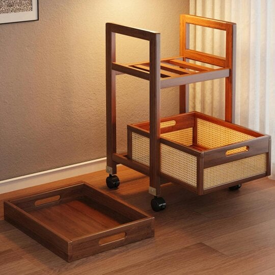 Havendro Multi-functional Wooden Storage Cart with Wheels for Snacks and Essentials