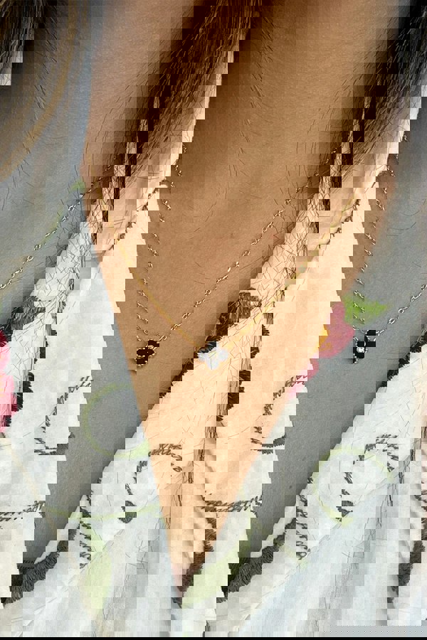 SVNX Mini Clover Necklace in Gold Colour Black - Gift Boxed