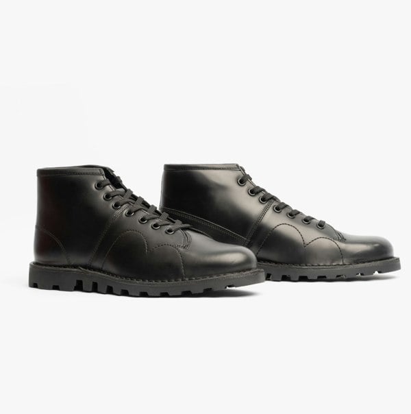 Grafters UNISEX Original Leather Monkey Boots Black