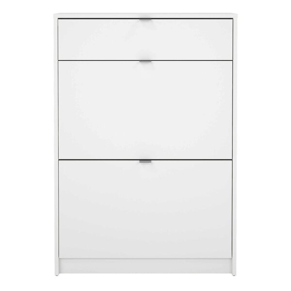 Wyld Haus Prague White Shoe Cabinet 2 Flip Down Doors 1 Drawer