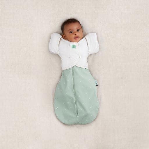 ergoPouch - Organic Short Sleeved Butterfly Sleep Swaddle Cardi - Oatmeal - 0.2 TOG - 0-3 M