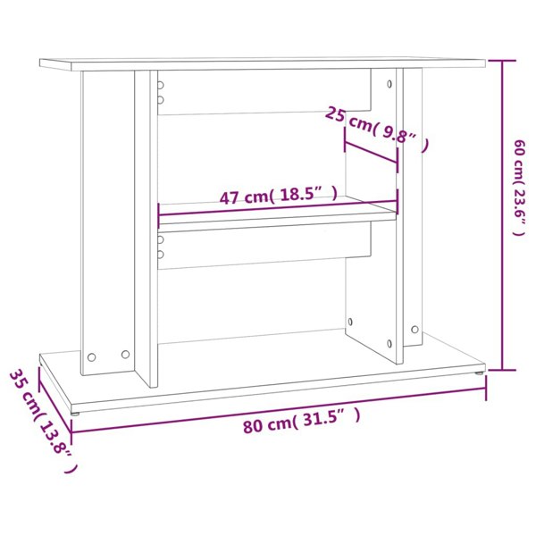 Berkfield Aquarium Stand Grey Sonoma 80x35x60 cm Engineered Wood