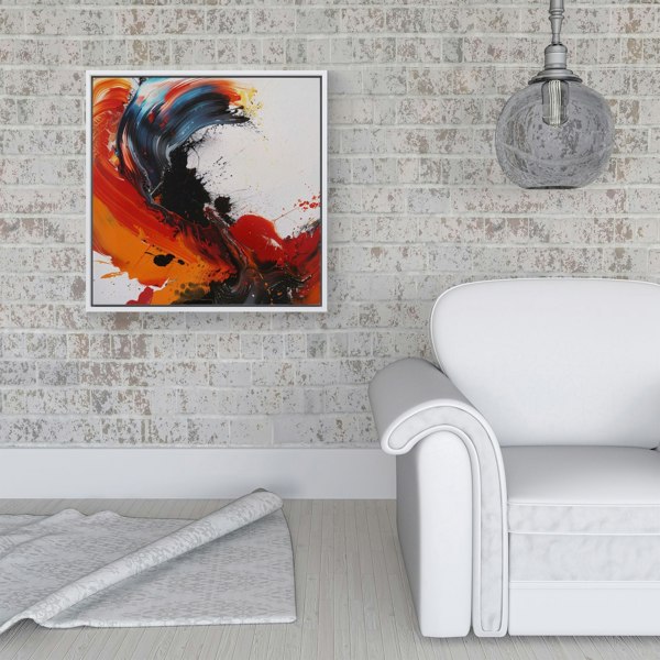 Warren Reed Fiery Waves: Abstract Motion Framed Canvas