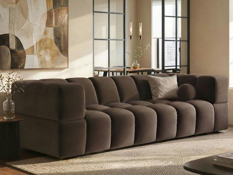 Jenson 4 Seater Cloud Bubble Sofa Brown Velvet