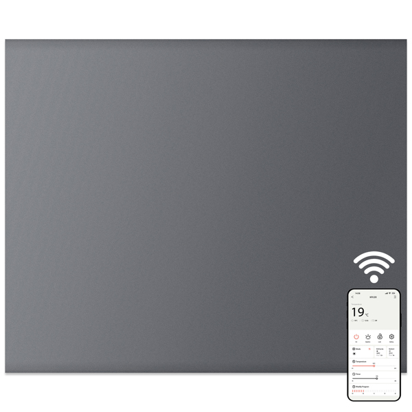 MYLEK Electric Radiator Panel Heater Grey WIFI Smart APP Eco 1000W Bathroom Safe Wall Mounted Timer Thermostat