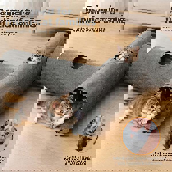 Skylos Large Cat Tunnels 3 Pcs Modular Foldable Linen Tube Kittens Rabbits Toys