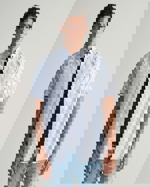 GANT Mens Regular Fit Short Sleeve Oxford Shirt - 455 Light Blue