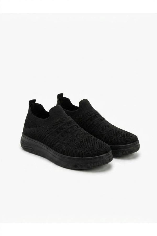 Grace Knit Slip On Trainers - Black_wb