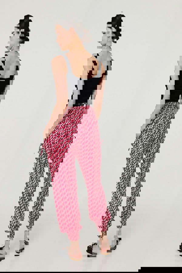 Red | Printed Tapered Harem Trousers