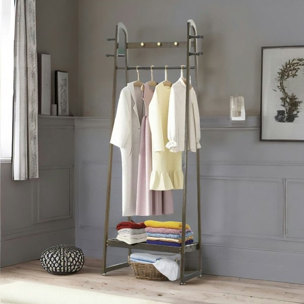 Rafaelo Mobilia Bamboo Walnut Open Clothes Rack