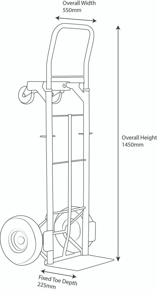 Bristol Tool Company 1894 2-in-1 Pneumatic Wheel Sack Truck, 250kg Capacity, Heavy-Duty Steel Frame, Dual Positioning System