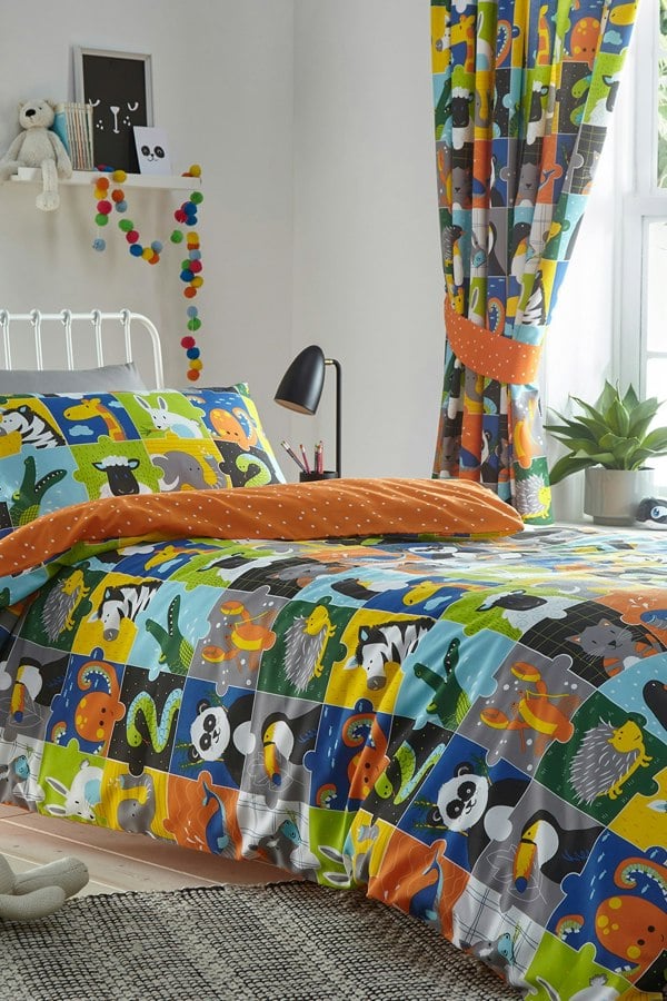 Portfolio Home Animal Jigsaw Duvet Cover Set - Junior/Toddler Size Bed