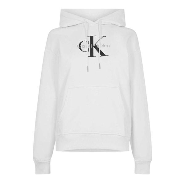 Calvin Klein Womens/Ladies Jeans Jersey Logo Hoodie - Bright White - 