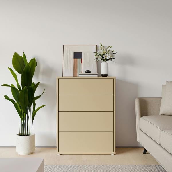 Alice Springs 4 Drawer Chest with Push-to-Open Drawers in Butter Yellow
