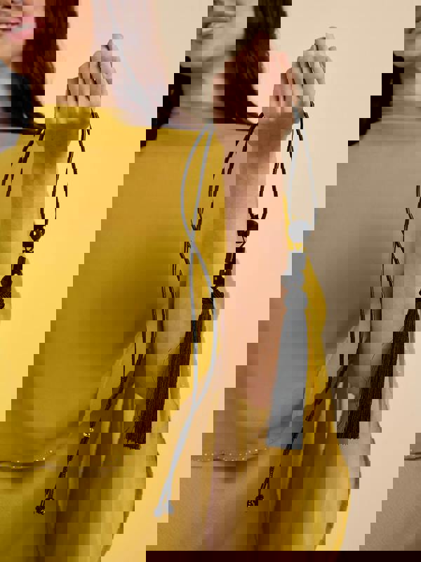 GWD Beth Tassel Necklace Collection, Red, Black and Brown