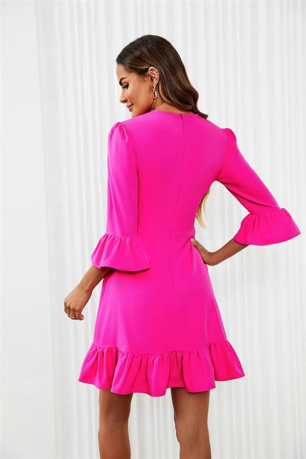 FS Collection Frill Mini Dress In Fuchsia Pink