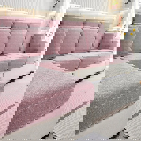 Anyhouz Anyseat Sofa Cover Old Rose L-Shape Polyester Chenille Thick Stretchable Cushion For Living Room Enlarge Size Medium