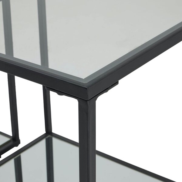 Wyld Haus Sant Antonio Set of 2 Glass and Metal Nesting Side Tables Black Metal Frame