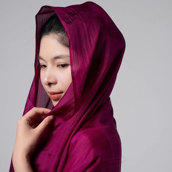 Plum Magenta Silk Scarf – Hand-Dyed Mulberry Silk, Evening & Eid Wrap