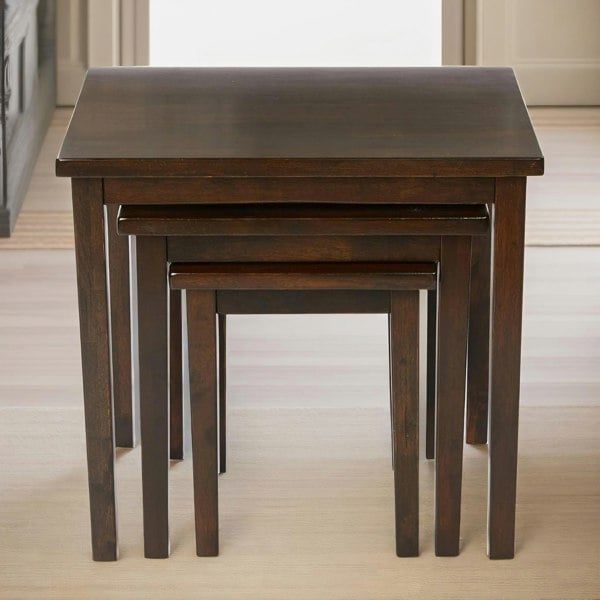 Rafaelo Mobilia Set of 3 Mahogany Nesting Tables Dark Brown