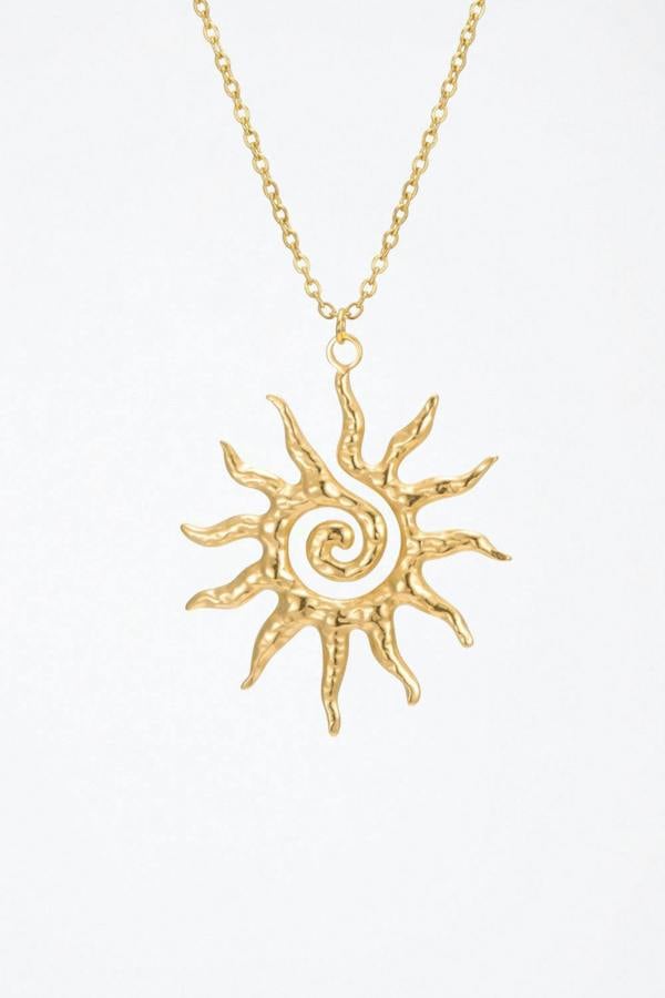 Serla Gold Sun Swirl Pendant Necklace