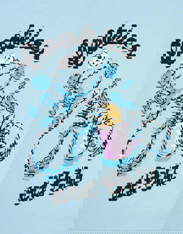 Sesame Street Womens Blue Cookie Monster Short Sleeve Long Leg Pyjama Set