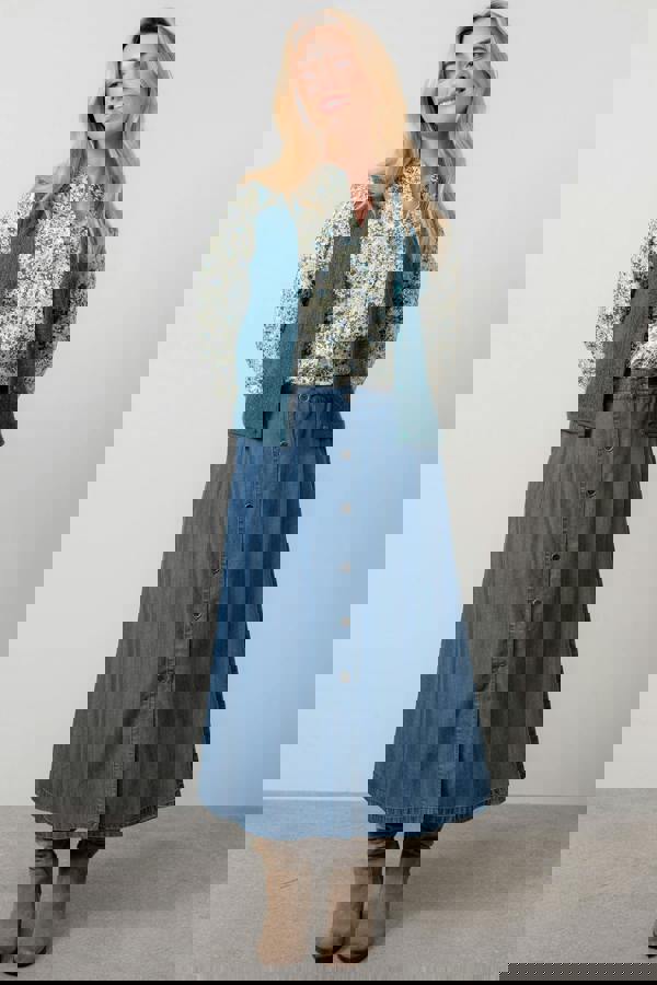 Lily & Me Holly Tencel™ Denim Elasticated Waist Midi Skirt