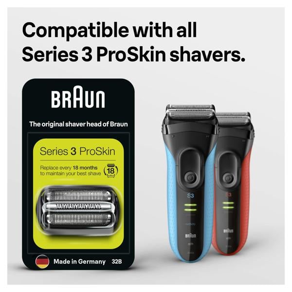 Braun Series 3 32B Electric Shaver Head Replacement - Black
