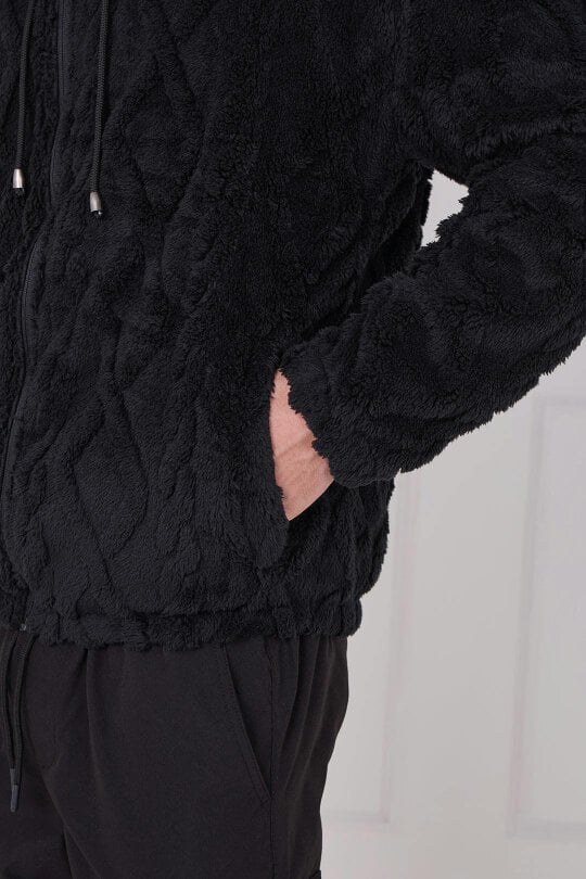 Luxe Textured Faux Fur Zip Jacket