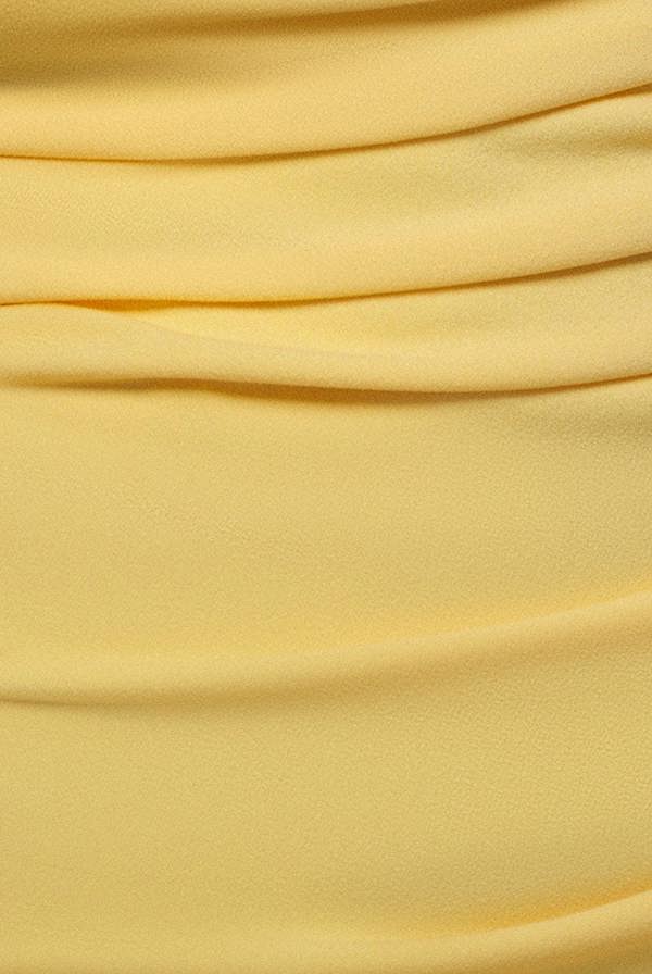 Pleated One Shoulder Bardot Fit And Flare Maxi Dress - Butter Yellow DR4909